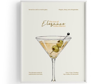 Vodka Martini Cocktail Poster – Modern Bar Art (Digital Download)