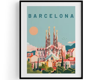 Barcelona Travel Art Print, Sagrada Familia Poster (Digital Download)