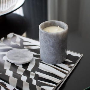 Soy Wax Marble Candle Grey Travertine Marble Candle Decorative Marble Holder Candle, Travertine Marble,Home Decorations Gift, Scented Candle