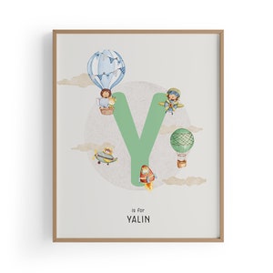 Cartel de letras personalizable, cartel de la habitación para niños, impresiones de lienzo de pared - arte imprimible digital, pared de la galería de niñas y niños, carteles digitales de la habitación para niños