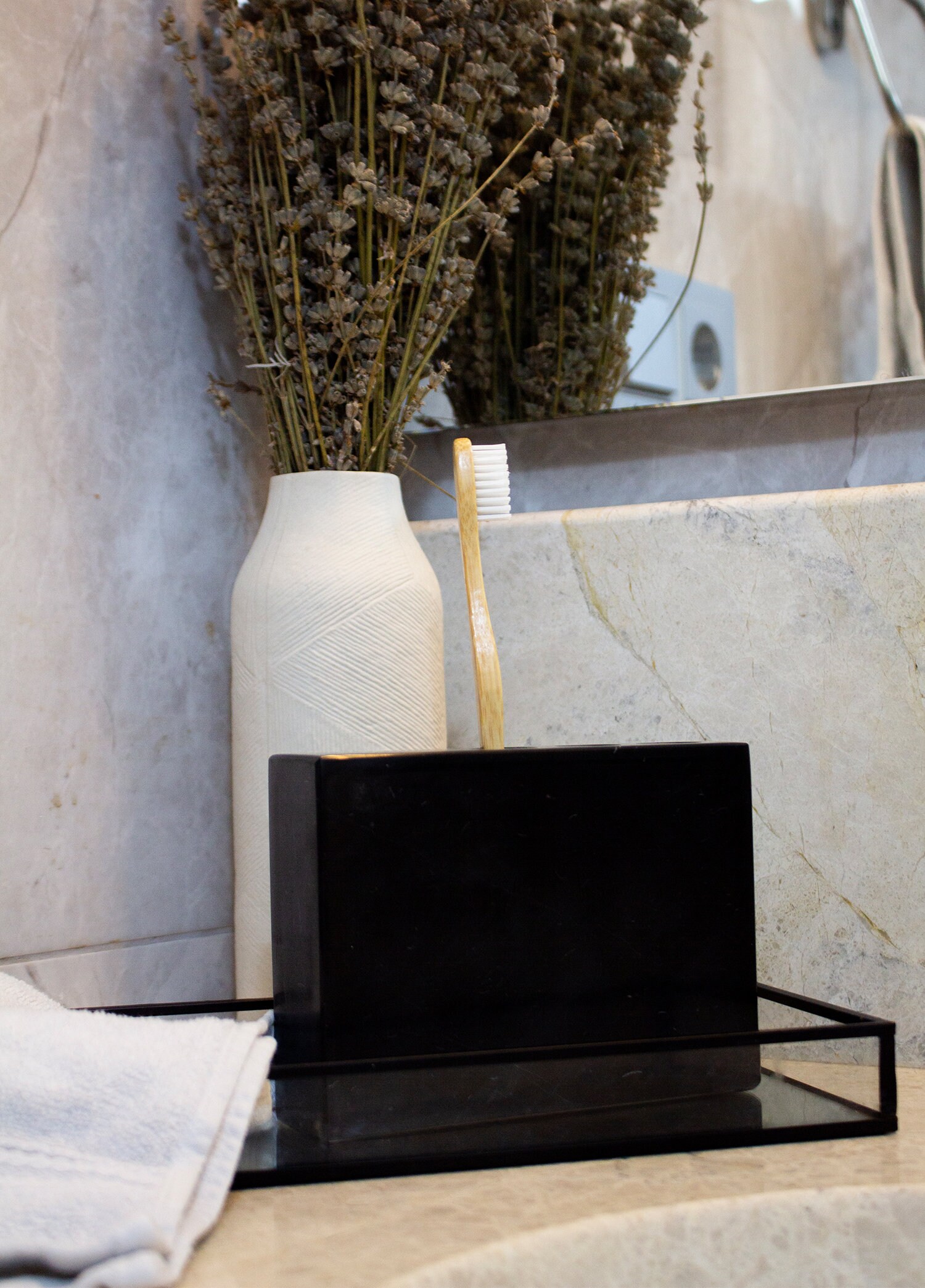Marble Cup Bathroom and Organiser, Marble Beige Toothbrush Holder ...