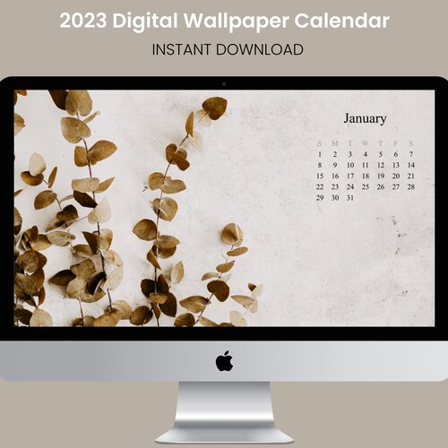 2023 Neutrals Monthly Desktop Calendar Wallpaper Calming Etsy