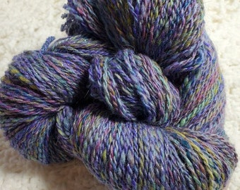 Handspun Merino and Angora wool yarn with a sparkle.