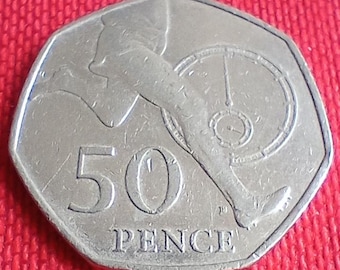 Moneda de cincuenta peniques de 2004 de 50 peniques - Piernas de corredor - Moneda británica del Reino Unido