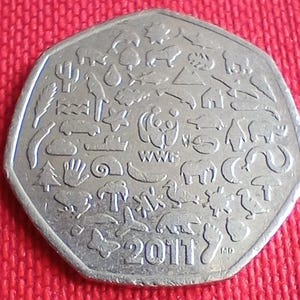 2011 50p Fifty Pence Münze - Tierformen - Britische UK Münze