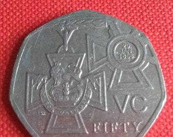 Moneda de cincuenta peniques de 50 peniques de 2006 - Medalla VC - Moneda británica del Reino Unido