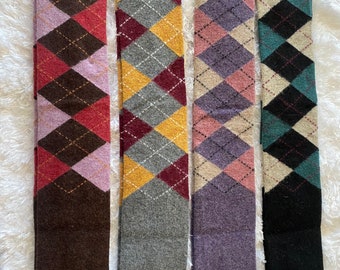 Argyle long wool blend leg warmers for women girls