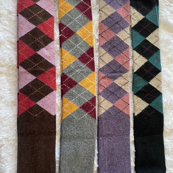 Argyle long wool blend leg warmers for women girls