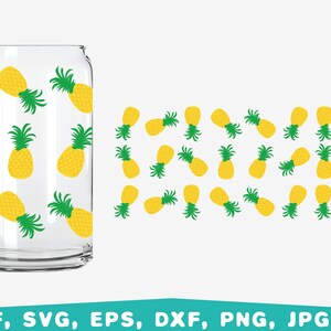 Pineapple glass wrap svg, 16oz can glass svg, Coffee Libbey 16oz Can Glass Wrap,  libbey glass svg, Fruits glass can bundle svg, Can glass