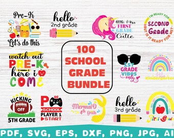 Paquete SVG de grado escolar, diseño de arcoíris (descarga digital)