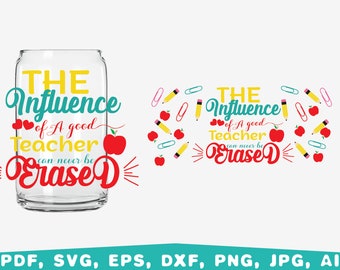Teacher Gift Glass Wrap SVG, Coffee Can Glass (Digital Download)