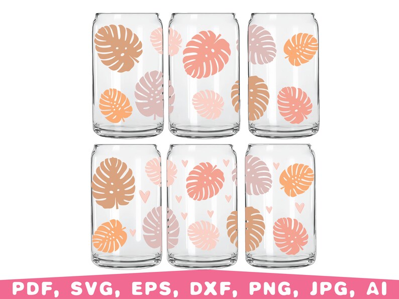 Monstera Can Glass Wrap SVG 16oz Tropical Monstera Libbey - Etsy