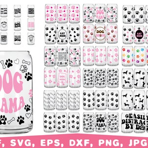 dog mama Can Glass Wrap SVG, dog glass wrap svg, 16oz paw Libbey Glass Can Svg, Animal Print Svg,  libbey glass svg, cat svg, dog svg
