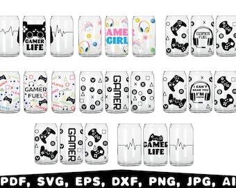 Gamer Fuel Can Glass Wrap SVG, Video Game Controller Design (Digital Files)