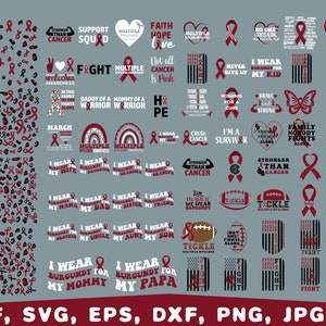 Multiple Myeloma awareness svg bundle, Multiple Myeloma Ribbon svg png, Burgundy Ribbon SVG, Myeloma Cut Files, Peace Love Cure Svg