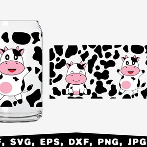 Kuh kann Glasverpackung SVG, Tierdruck für 16 Unzen Libbey Glas (Digitaler Download)