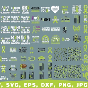 Muskeldystrofi Medvetenhet Svg, Ribbon Warrior, Peace Love Cure (Digitala Filer)