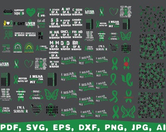 Liver Cancer Awareness Green Ribbon SVG, Cut Files (Digital Download)