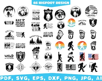 Bigfoot SVG Bundle, Sasquatch Clipart (Digital Files)
