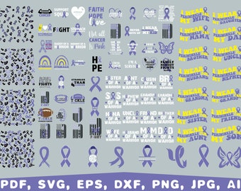Esophageal Cancer Awareness, Periwinkle Ribbon SVG, PNG, PDF