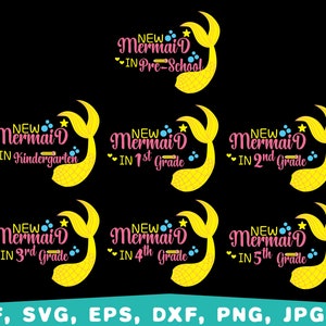 Nuova sirena in School bundle svg, Back to School svg, First day of School svg, Mermaid svg, School grade svg, Silhouette