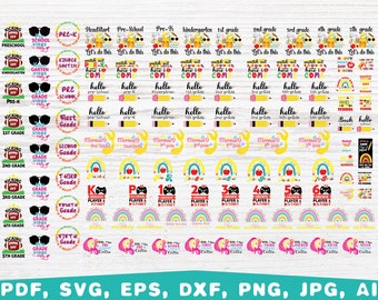 新学期 SVG バンドル、初日、レインボー (デジタルダウンロード)
