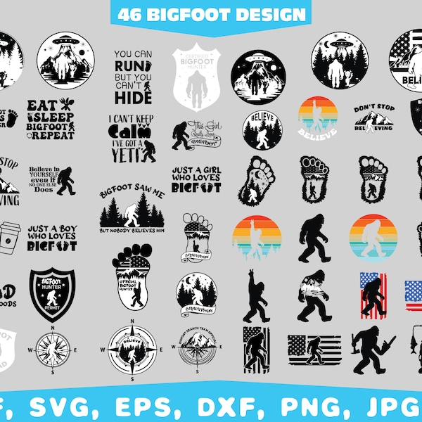 Bigfoot svg bundle, Bigfoot svg, Big foot svg, bigfoot clipart, Sasquatch Svg, Silhouette,  Bigfoot Mountain Svg, Bigfoot Sublimation Png