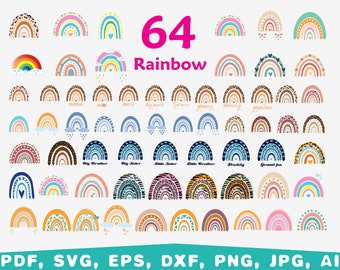 Boho Regenbogen SVG Bundle, Leopard Print Regenbogen (Digitaler Download)