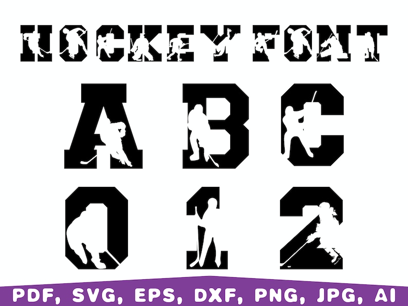Hockey Alphabet Svg, Hockey Svg, Hockey Font Svg, Hockey Letters and