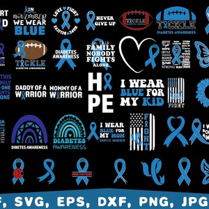 Diabetes awareness svg bundle, Blue Ribbon SVG,  In November We Wear Blue Svg,  I Wear Blue For Diabetes Awareness, Peace Love Cure Svg