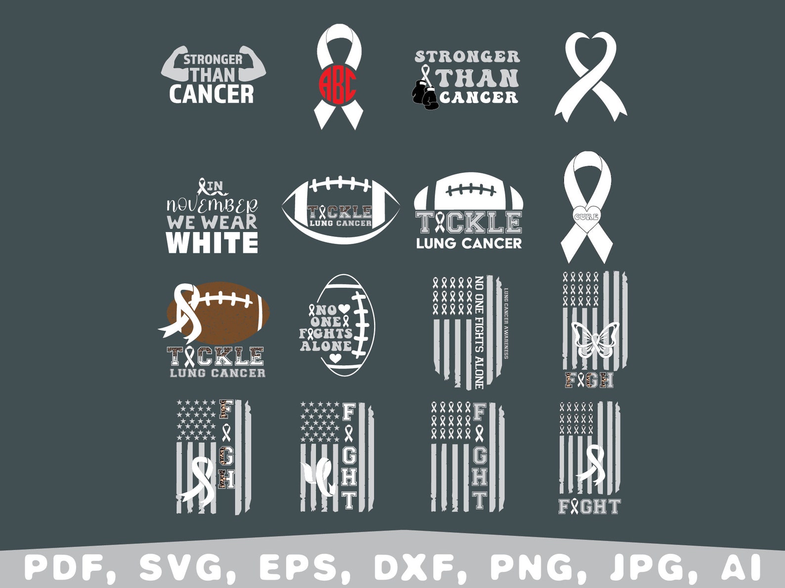 Lung Cancer Awareness Svg White Ribbon SVG Lung Cancer Cut - Etsy UK