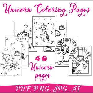 Unicorno da colorare, 40 pagine stampabili