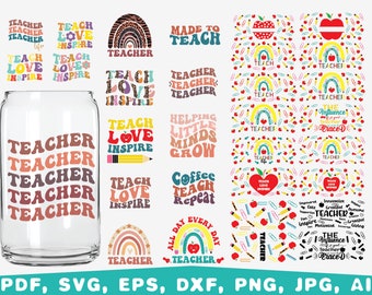 Teacher Glass Can Wrap SVG Bundle (Digital Download)