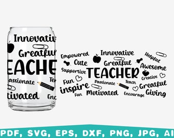 Teacher Appreciation 16oz Libbey Glass Can Wrap SVG (Digital Download)