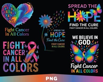 Fight Cancer In All Colors Bundle PNG (Digital Download)