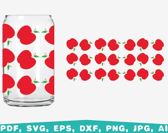 Apple Glass Wrap SVG, 16oz Can Glass, Fruits Bundle (Digital Download)