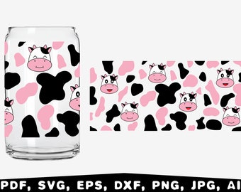Kuh-Druck Libbey Glasdosenverpackung SVG, Tierdruck (Digitaler Download)