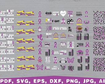 Archivos de corte SVG, PNG y PDF de la cinta morada para concientizar sobre el lupus