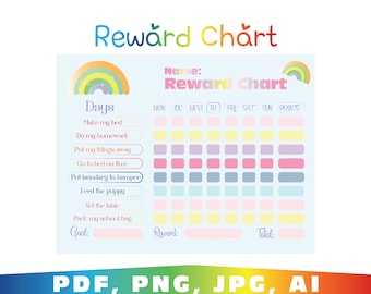 Rainbow Reward Chart, Kids Chore Chart (Digital Download)