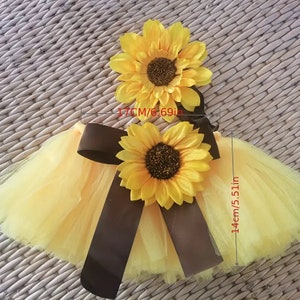 Sunflower Newborn Photo Prop Set First Birthday Outfit Tutu, Newborn Girl Tutu Set, baby pictures outfit, yellow tutu set image 3