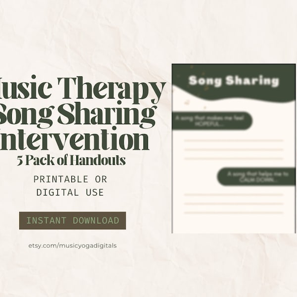 5 Music Therapy Group Receptive Interventions - SONG SHARING handouts | therapy group handouts, music therapy group ideas and experiences