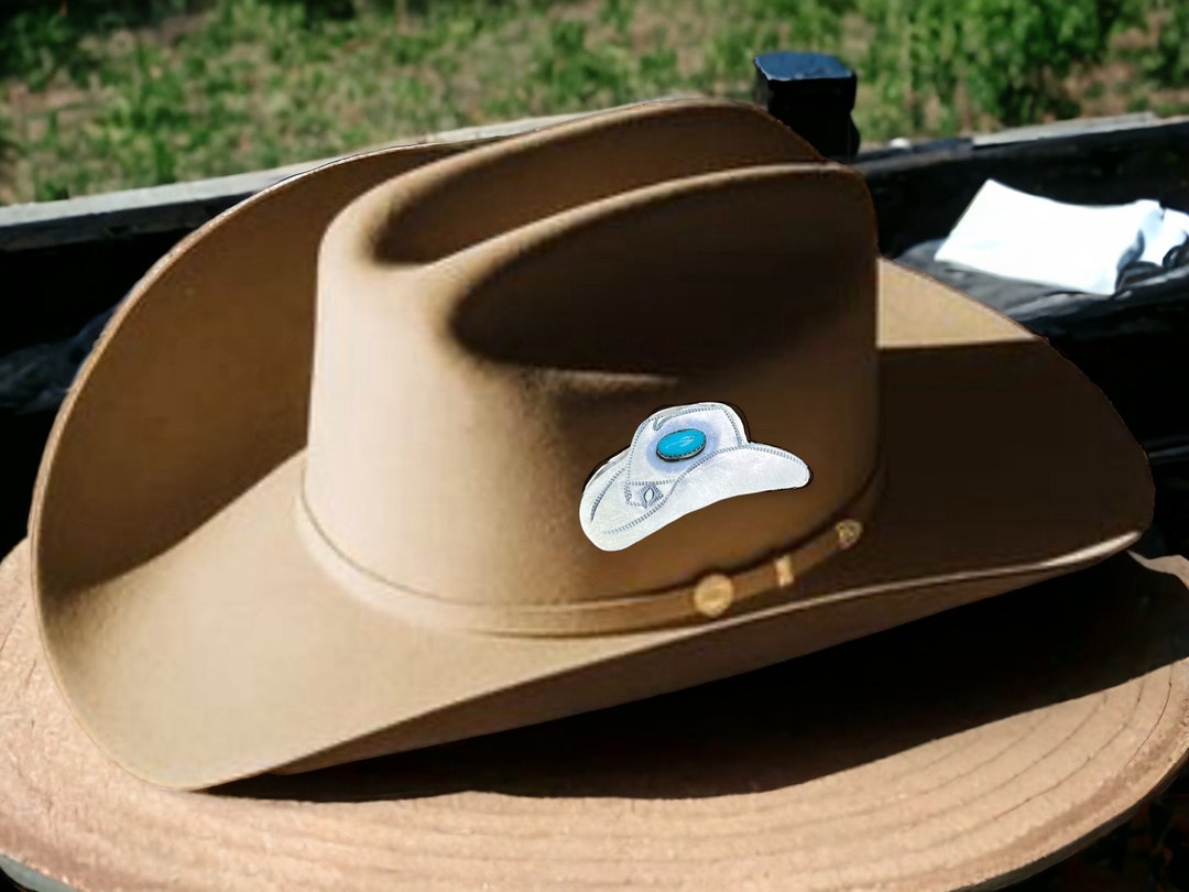 Broche Magnétique Western 30 Mm – Simili Turquoise Et Argent – Clever Adornments