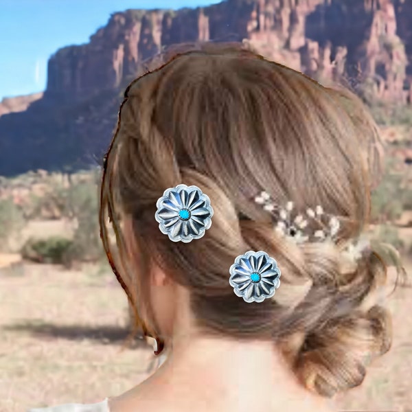 3/4" X 3/4" Navajo Nativo Americano Hecho - Hair Twist - Turquesa y Plata Clara - Joyería de boda o cumpleaños estilo cuerda occidental todos los días!