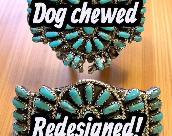 Example: Repair Navajo Zuni Native American Petti Point Needle Point Bracelet. Dog chewed and altering for repair. Custom Alteration