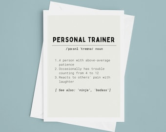 Funny Personal Trainer Card – Dictionary Definition PT Gift