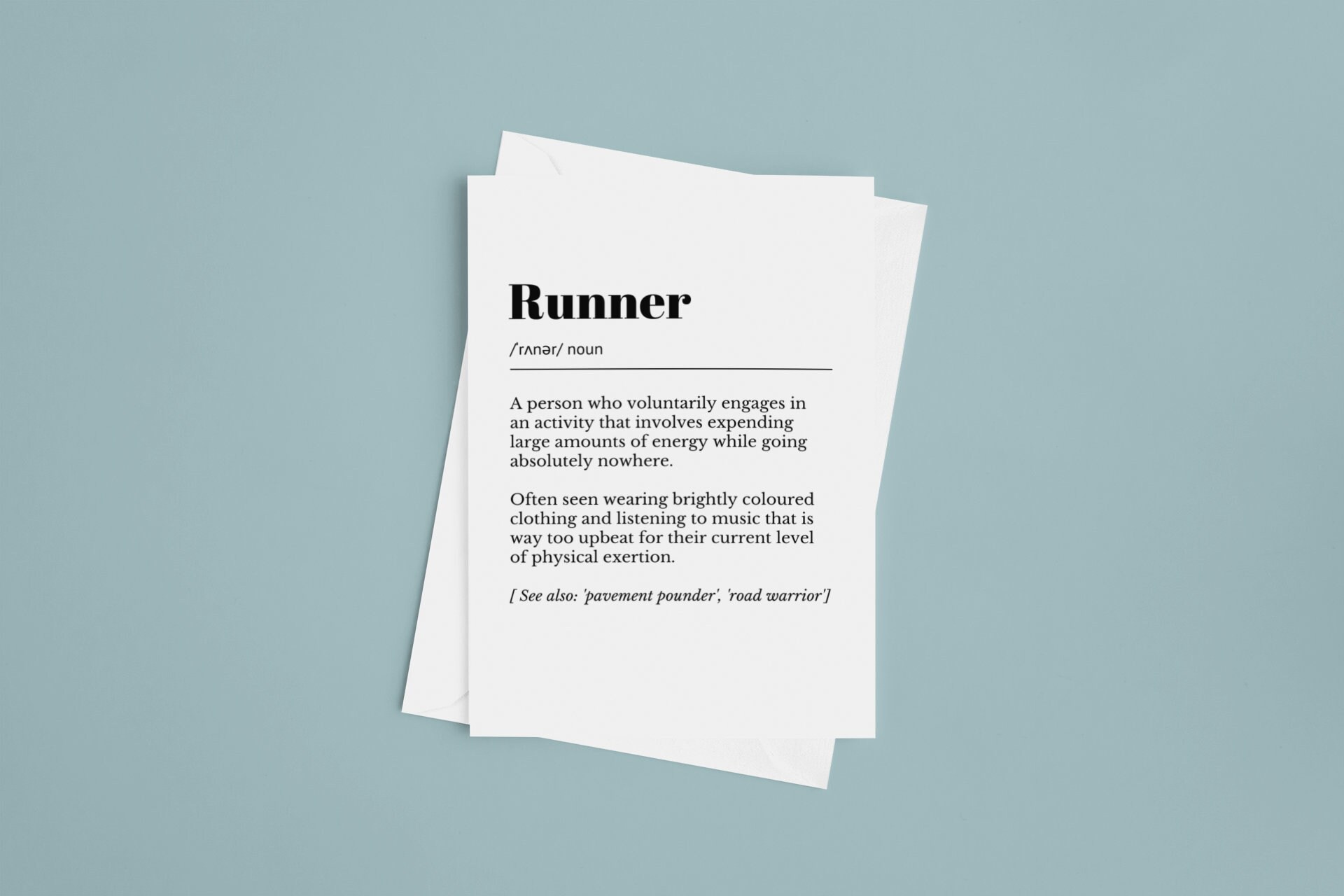Runner Definition Card Birthday Card for a Runner Runner Etsy UK