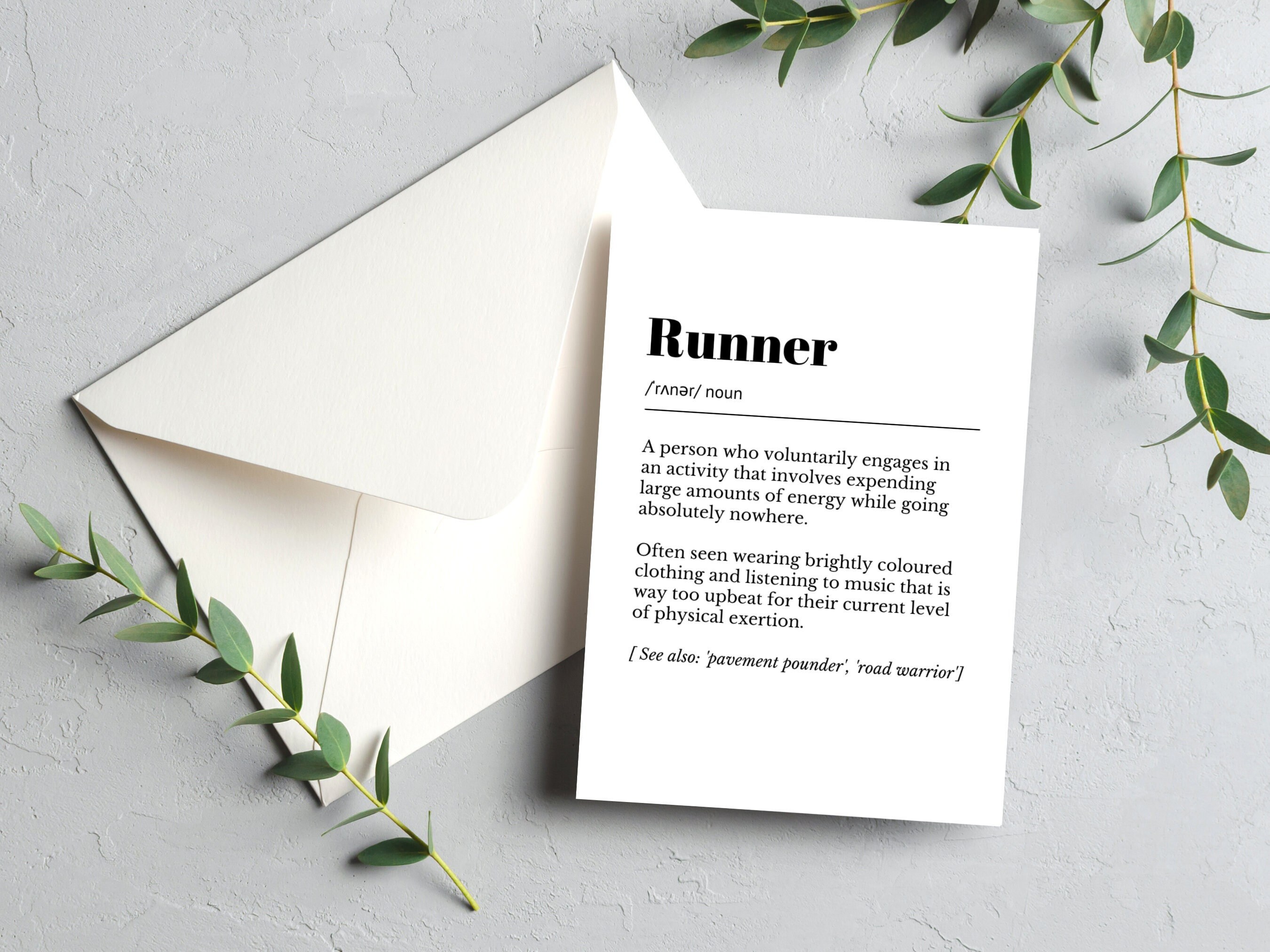 Runner Definition Card Birthday Card for a Runner Runner Etsy UK
