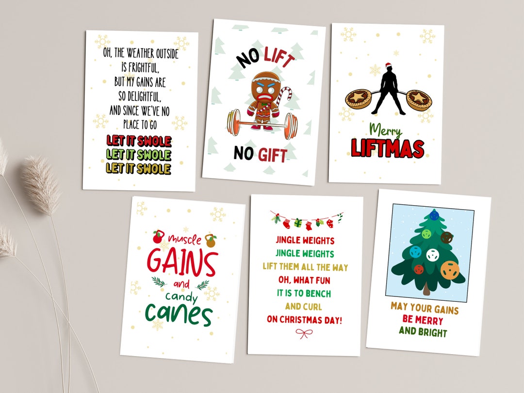 Pack of 6 Gym Christmas Cards A6 Gym Fitness Christmas Cards Etsy UK