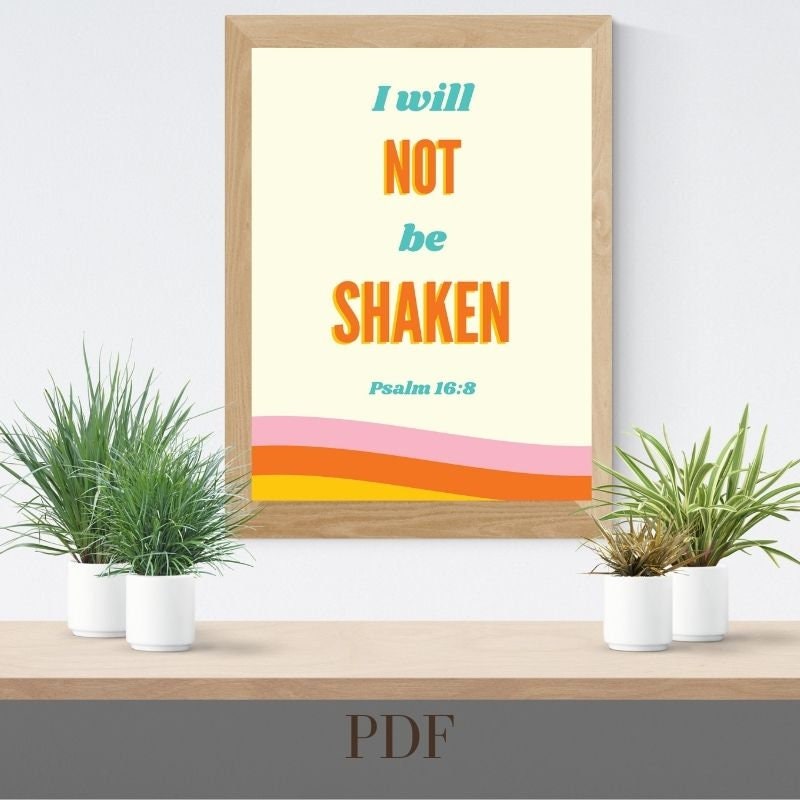 Scripture Wall Decor | Bible Verse Printable Art| Psalm 16: 8 | Digital ...