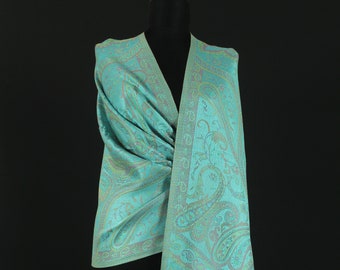 Pure Silk Embroidered shawl, Silk scarf women, Wedding shawl, For women, Evening scarf, Gift for her, Gift for mom, Silk Wrap, Woman gift